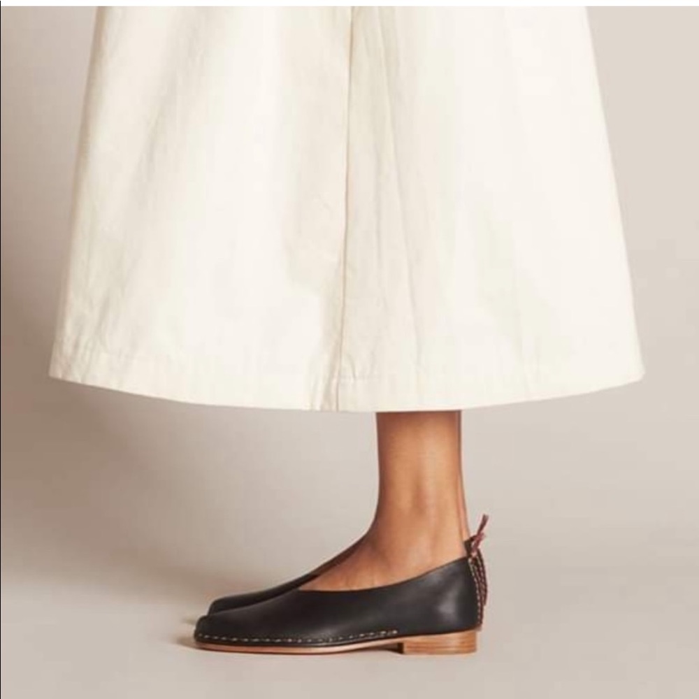 FEIT Black Leather Ceremonial Ballet Flats